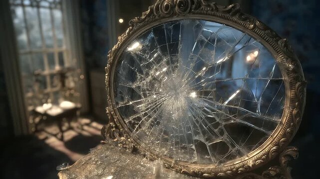 _Cracked mirror for scrying revealing hidden visions