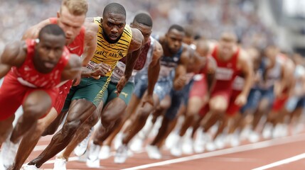 Runners Sprinting on Track During Competition Race for Speed and Agility