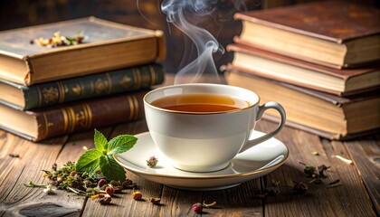 Aromatic Tea and Vintage Books: A Cozy Moment
