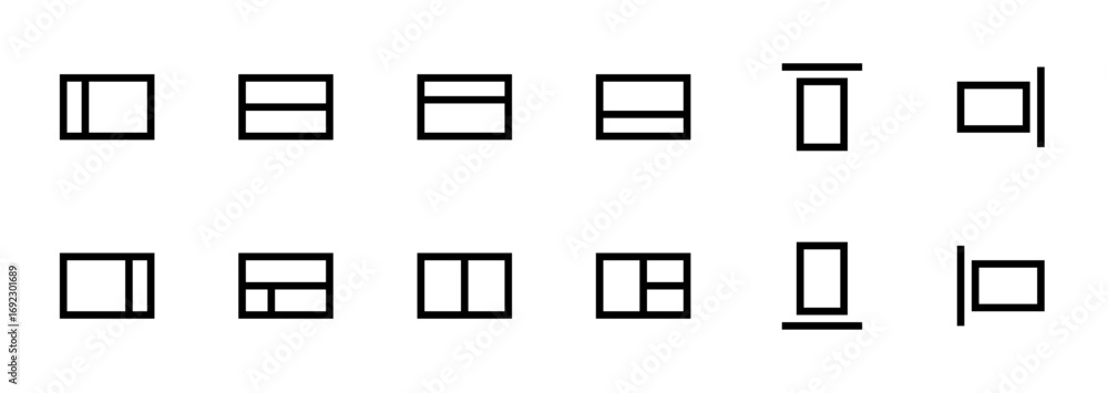 Poster minimal layout icons set for web design, ui ux interfaces, and grid structure in modern editable vec