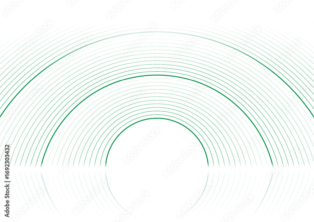 Poster bright green geometric linear arcs abstract futuristic tech background with reflection. vector digit