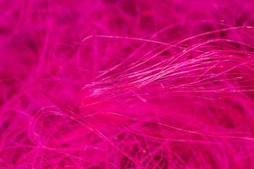 threads for creativity close up, artificial threads dyed red for decorative work and creative work of artisans