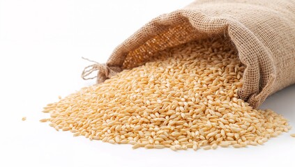 Grains Spilling from Burlap Sack