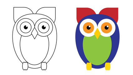 Color the Image of the Owl Educational Game for Children. Games and leisure coloring activity for a child vector art
