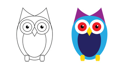 Color the Image of the Owl Educational Game for Children. Games and leisure coloring activity for a child vector art