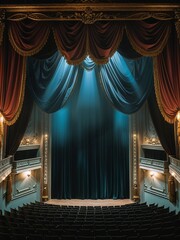 Grand Theater with Blue Velvet Curtain