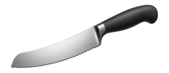 Curved bread knife with ergonomic handle