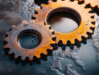 Interlocking metal gears symbolizing industry and engineering