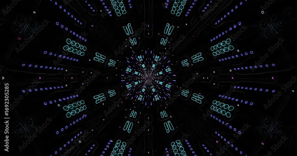 Poster a mesmerizing tunnel effect creates an immersive experience with vibrant light patterns flowing inwa