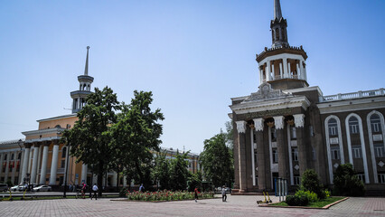 The architecture of Bishkek in Kyrgyzstan
