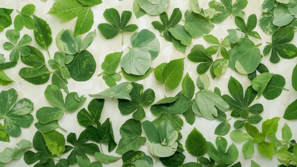Green Leaves on White Background
