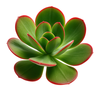 Succulent with fleshy, paddle-shaped leaves and a red margin