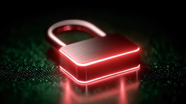 Network Security Lock Protecting Data Information