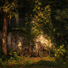 Fototapeta premium old bicycle in the garden