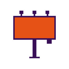 Obraz premium Simple orange billboard icon with purple frame and stand