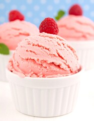 Pink ice cream scoops