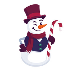 Vector illustration of snowman on white background
