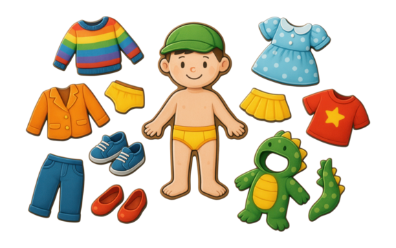 Magnetic puzzle with interchangeable outfits