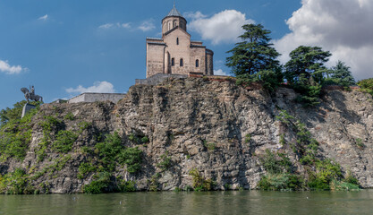Historic Metekhi Georgian Orthodox Cathedral on a bluff over the Kura River in Old Town Tbilisi, Georgia © Rex Wholster