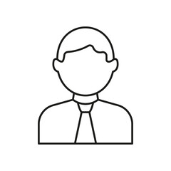 Businessman Avatar Line Icon. Professional Profile, Corporate Identity, And Executive Representation Outline Symbol. Editable Stroke. Isolated Vector Illustration