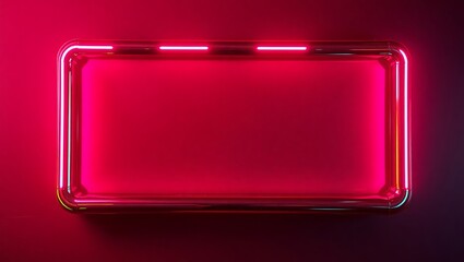 Cyberpunk chrome rectangular frame, dark neon accents, middle reserved for content