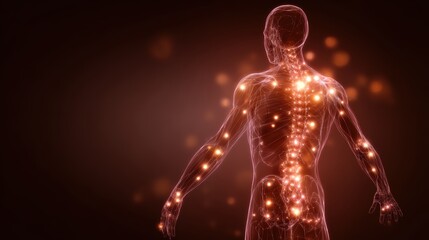 Human anatomy with glowing points of light