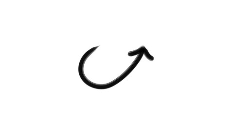 Black curved arrow isolated on transparent background