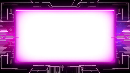 Cyberpunk frame with hot pink gradients and glitch-style border lines, white middle section