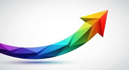 Colorful Polygonal Arrow Pointing Upwards.