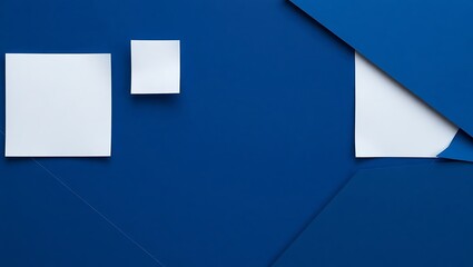 Dark blue gradient paper-cut layout with geometric square overlays and textured diagonal navy lines, for modern marketing visuals