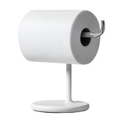 Modern white toilet paper holder with clean roll essential bathroom accessory for stylish homes isolated on png transparent background