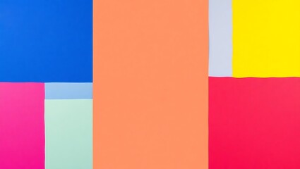 Cubist art-style frame in primary block colors, center left blank