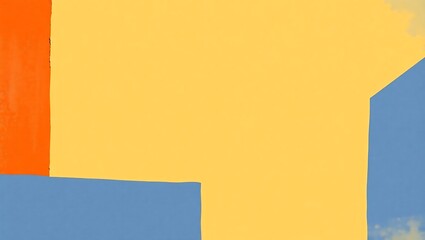 Cubist art-style frame in primary block colors, center left blank