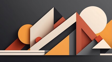 Cubist-style flat abstraction, angular geometry and warm color blocks