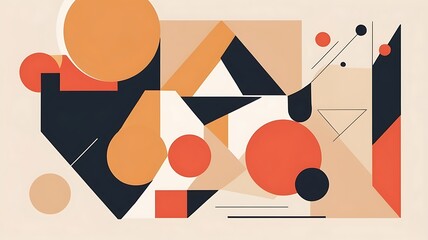 Cubist-style flat abstraction, angular geometry and warm color blocks