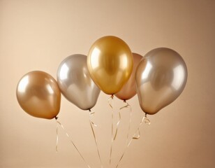Pastel-colored ombre balloons fill a solid background.