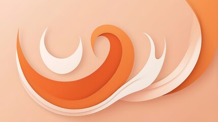 Curved organic abstract shapes in flat style, orange and peach palette