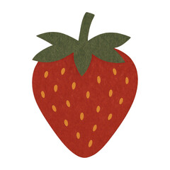 Obraz premium PNG Vibrant felt strawberry illustration.