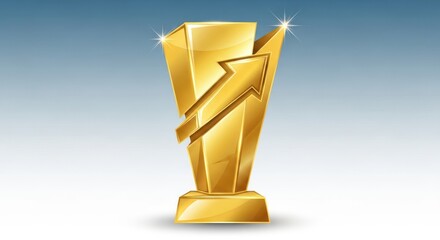 Golden Trophy with Upward Arrow Symbolizing Business Success and Growth.