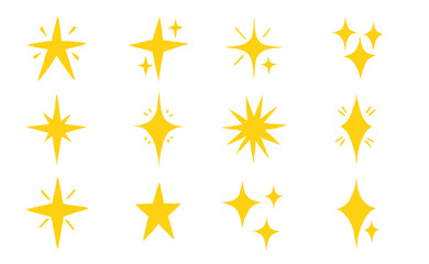 Crayon star illustrations with pastel chalk texture and brush lines. Hand drawn colorful shapes bring a playful sparkle for school projects