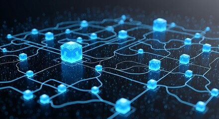Interconnected Network - A Futuristic Digital Landscape with Glowing Nodes.