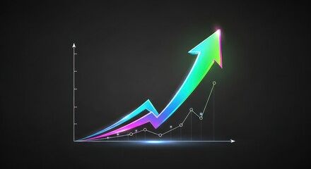 Uptrending graph with colorful arrow representing growth and success.