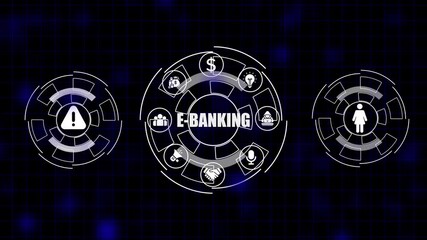 E Banking Digital Technology Network Icons Financial Transactions Security Communication Business - Powered by Adobe