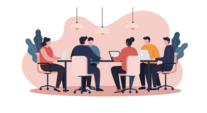 Diverse team collaborates in a modern office meeting, discussing business strategies and ideas. Ideal for corporate productivity and teamwork concepts.