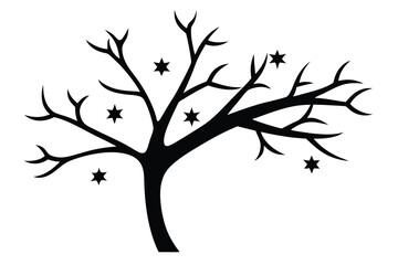 Naklejka premium snow covered tree branch simple silhouette vecto