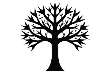 Fototapeta premium snow covered tree simple silhouette vector icon