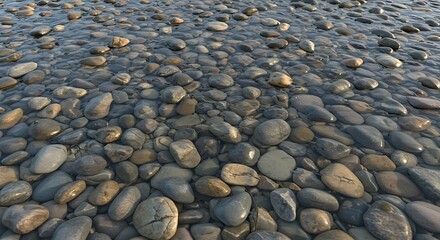 River stones covered in water