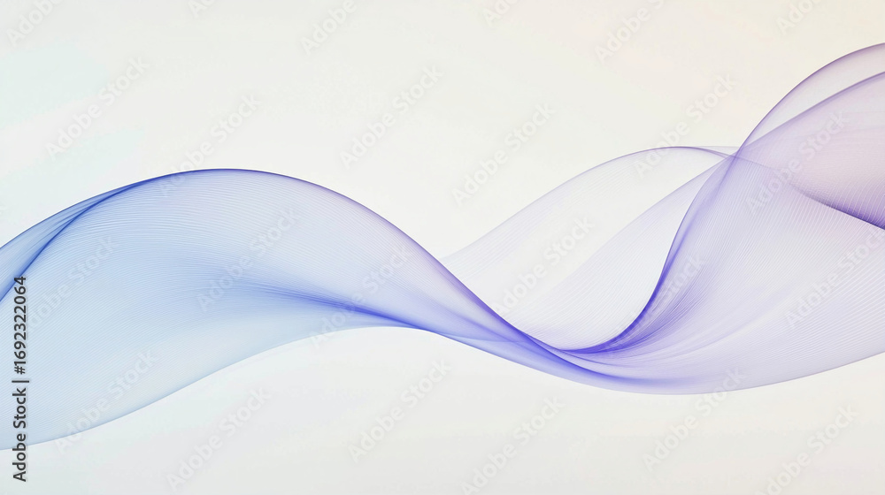 Poster elegant flowing violet blue wave on light background with smooth gradient and delicate transparency,