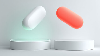 A minimalist design featuring two abstract forms, possibly symbolizing confrontation within the business world.