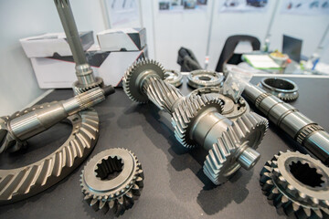 Close-Up of Metal Gears and Shafts for Automotive Transmission System